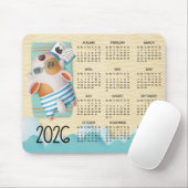 2026 Beach Dog Desk Kalender Mauspad (Mit Mouse)