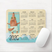 2026 Beach Dog Desk Kalender Mauspad (Mit Mouse)