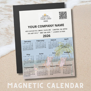 2026 Beach Magnet Kalender Business Logo QR Code