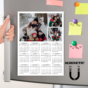 2026 bearbeitbarer farbiger Kalender-Foto-Collage- Magnetkarte