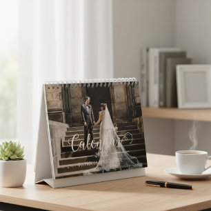2026 Benutzerdefinierte Hochzeitsfoto-Chic-Schrift Kalender