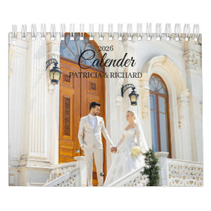 2026 Benutzerdefinierter Hochzeitsfoto-Chic-Script Kalender