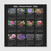 2026 Benutzerdefinierter schwarzer Blume-Kalender Magnetkarte (Vorderseite)