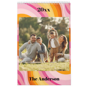 2026 Benutzerdefiniertes Familienfoto Vintage 70er Kalender