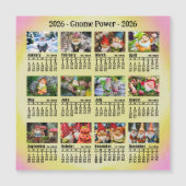 2026 Benutzerdefiniertes Foto Gnome Kalender Sonnt Magnetkarte (Vorderseite)