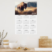 2026 Bison & Mountain Landscape Calendar Poster (Küche)