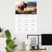2026 Bison- und Berglandschaftskalender Poster (Heimbüro)