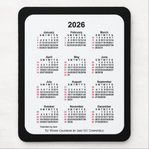 2026 Black 52 Weeks ISO Kalender von Janz Two Tone Mousepad