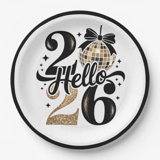 2026 Black And Gold New Year Pappteller (Vorderseite)
