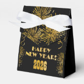 2026 Black Gold Glitter New Year's Eve Party Geschenkschachtel (Vorderseite)