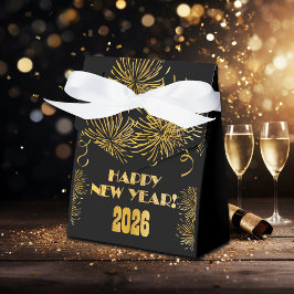 2026 Black Gold Glitter New Year's Eve Party Geschenkschachtel