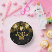 2026 Black Gold Glitter New Year's Eve Party  Pappteller (Party)