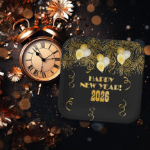 2026 Black Gold Glitter New Year's Eve Party