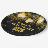 2026 Black Gold Glitter New Year's Eve Party  Pappteller (Schrägansicht)