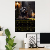 2026 Black Goldendoodle Calendar Poster (Heimbüro)