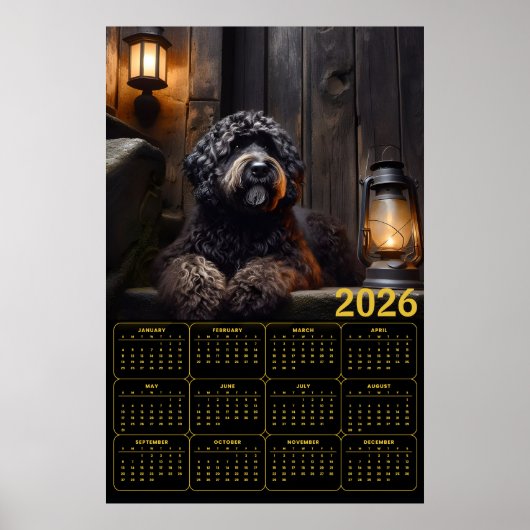 2026 Black Goldendoodle Calendar Poster (Vorne)