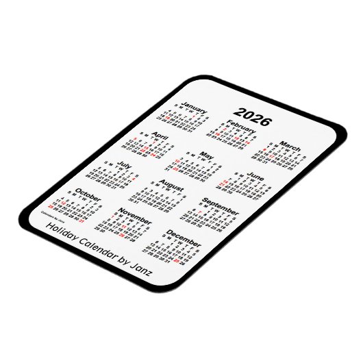 2026 Black Holiday Calendar von Janz Magnet (Linke Seite)