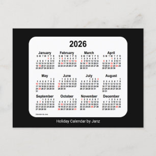 2026 Black Holiday Mini-Kalender von Janz Feiertagspostkarte