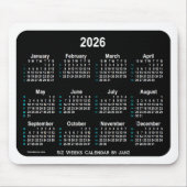2026 Black Neon 52 Weeks Calendar von Janz Mousepad (Vorne)