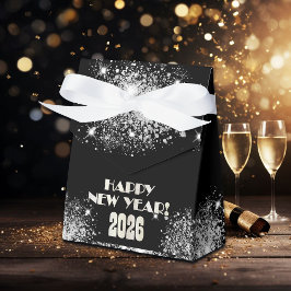 2026 Black Silver Glitter New Year's Eve Party  Geschenkschachtel