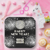 2026 Black Silver Glitter New Year's Eve Party Pappteller (Party)