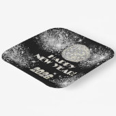 2026 Black Silver Glitter New Year's Eve Party  Pappteller (Gewinkelt)