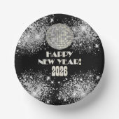2026 Black Silver Glitter New Year's Eve Party Pappteller (Vorderseite)