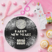2026 Black Silver Glitter New Year's Eve Party  Pappteller (Party)