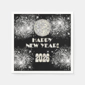 2026 Black Silver Glitter New Year's Eve Party  Serviette (Vorderseite)