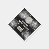 2026 Black Silver Glitter New Year's Eve Party  Serviette (Ecke)