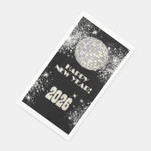 2026 Black Silver Glitter New Year's Eve Party Serviette (Ecke)