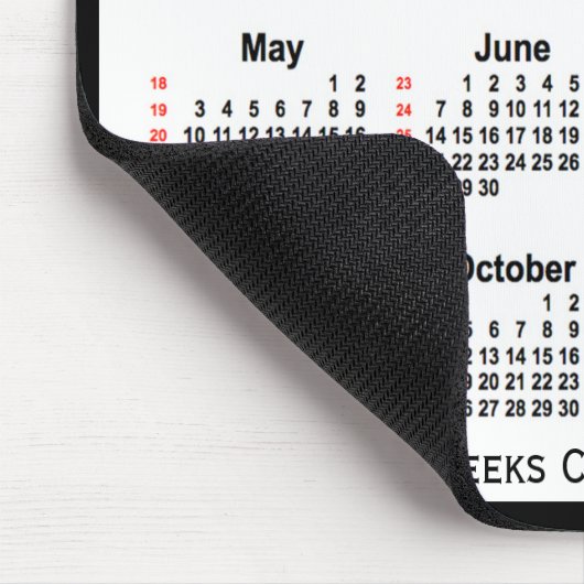 2026 Black Two Tone 52 Weeks Calendar von Janz Mousepad (Ecke)
