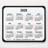 2026 Black Two Tone 52 Weeks Calendar von Janz Mousepad (Vorne)