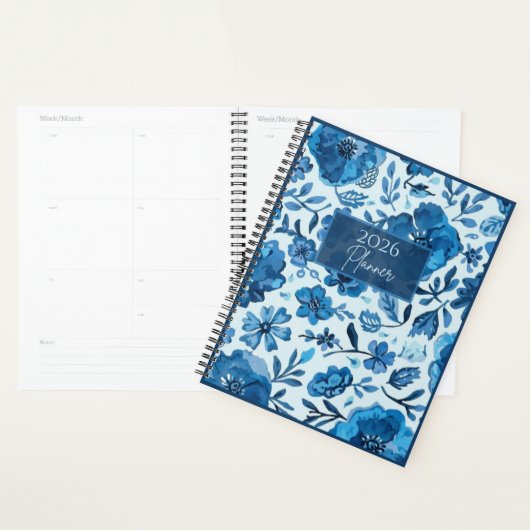 2026 Blaue Blumige Planerin | Elegant | Botanisch Planer (Anzeige)