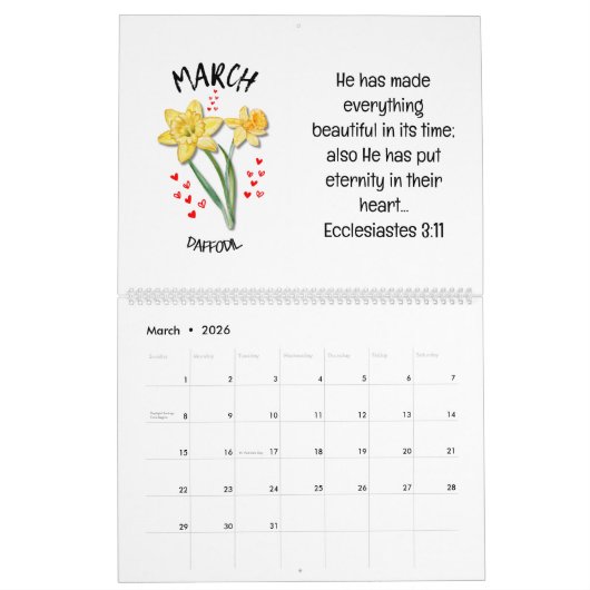 2026 BLOOM WHERE PLANTED Christian Birth Month Kalender (Mär 2026)