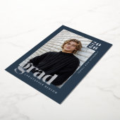 2026 Blue Graduate 4 Photo Graduation Silver Folieneinladung (Gedreht)