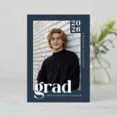 2026 Blue Graduate 4 Photo Graduation Silver Folieneinladung (Stehend vorne)