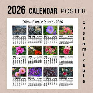 2026 Blume Kalender Sonntag Start - Poster