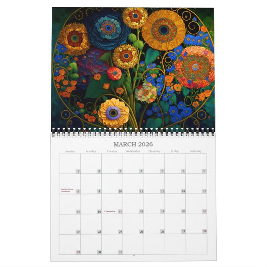 2026 Blume Magic Stylisierte Blume Art Kalender (Mär 2026)