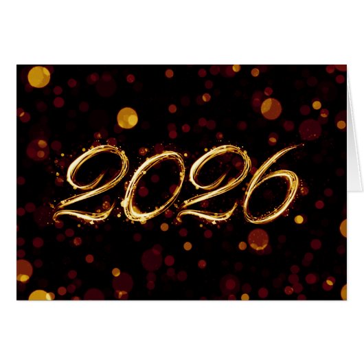 2026 Bokeh-Lichter Silvester (Vorderseite (Horizontal))