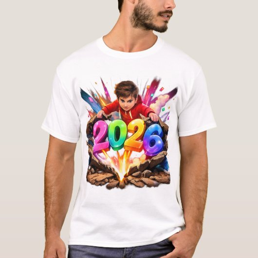 2026 Bold Colorful New Year Sticker Art T-Shirt (Vorderseite)