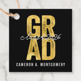 2026 Bold GRAD Gold Typography Graduation Party Geschenkanhänger