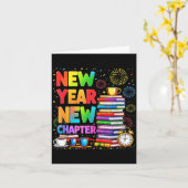 2026 Bookworm Funny Happy New Year Chapter Book Lo Karte (Gelbe Blume)