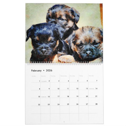 2026 Border Terrier Dog Mama Gift Border Lover Kalender (Feb 2026)