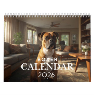 2026 Boxer-Hund-Wandkalender   12-Monats-Kalender Kalender