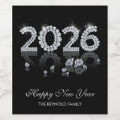 2026 Brilliant Diamonds Luxury New Year Weinetikett (Einzelnes Label)
