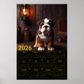 2026 Bulldog Puppy with Lantern Calendar Poster (Vorne)