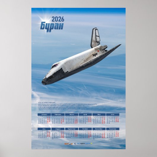 2026 Buran Sowjet-Shuttle Poster-Kalender Poster (Vorne)