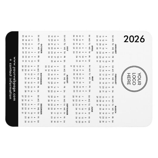 2026 Business Logo Magnet Calendar (Horizontal)