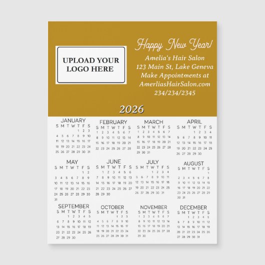 2026 Business Logo Mini Calendar Magnetkarte (Vorderseite)